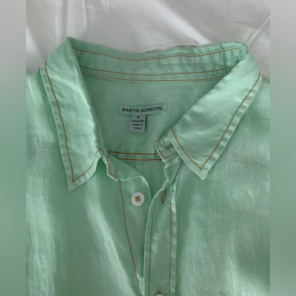 Martin Gordon Men's XL 100% Linen Button Down Long Sleeve Shirt - Picture 3 of 10